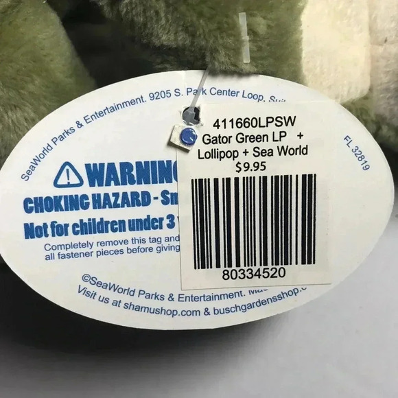 The Petting Zoo Seaworld Green Plush Alligator- NWT - Picture 6 of 8